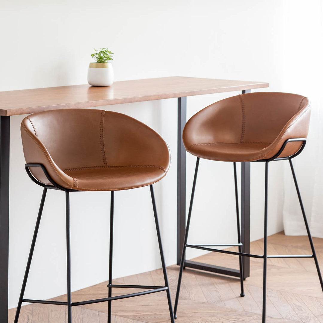 Brown Synthetic Leather High Stool × 2 – KANADEMONO
