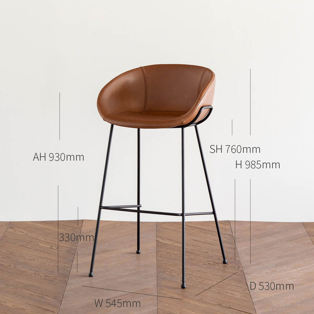 Brown Synthetic Leather High Stool × 2 – KANADEMONO