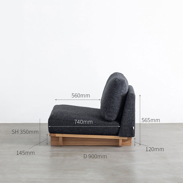 Fabric × Wood クロスフレームソファ 1 seater ブラック – KANADEMONO