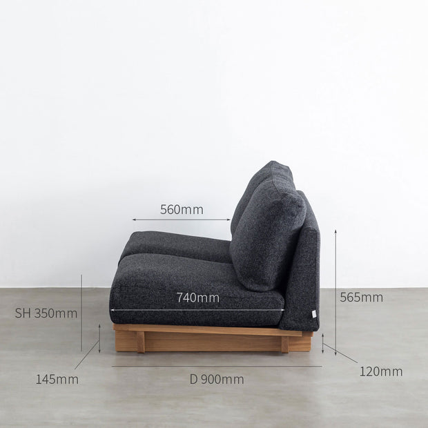 Fabric × Wood クロスフレームソファ 2 seater ブラック – KANADEMONO