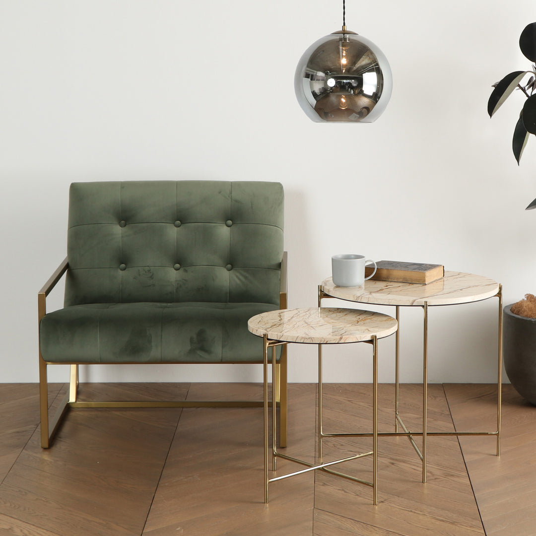 Gold Frame Velvet Lounge Chair – KANADEMONO