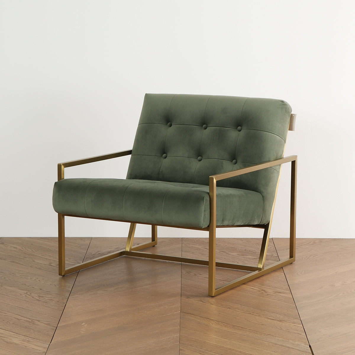 Gold Frame Velvet Lounge Chair
