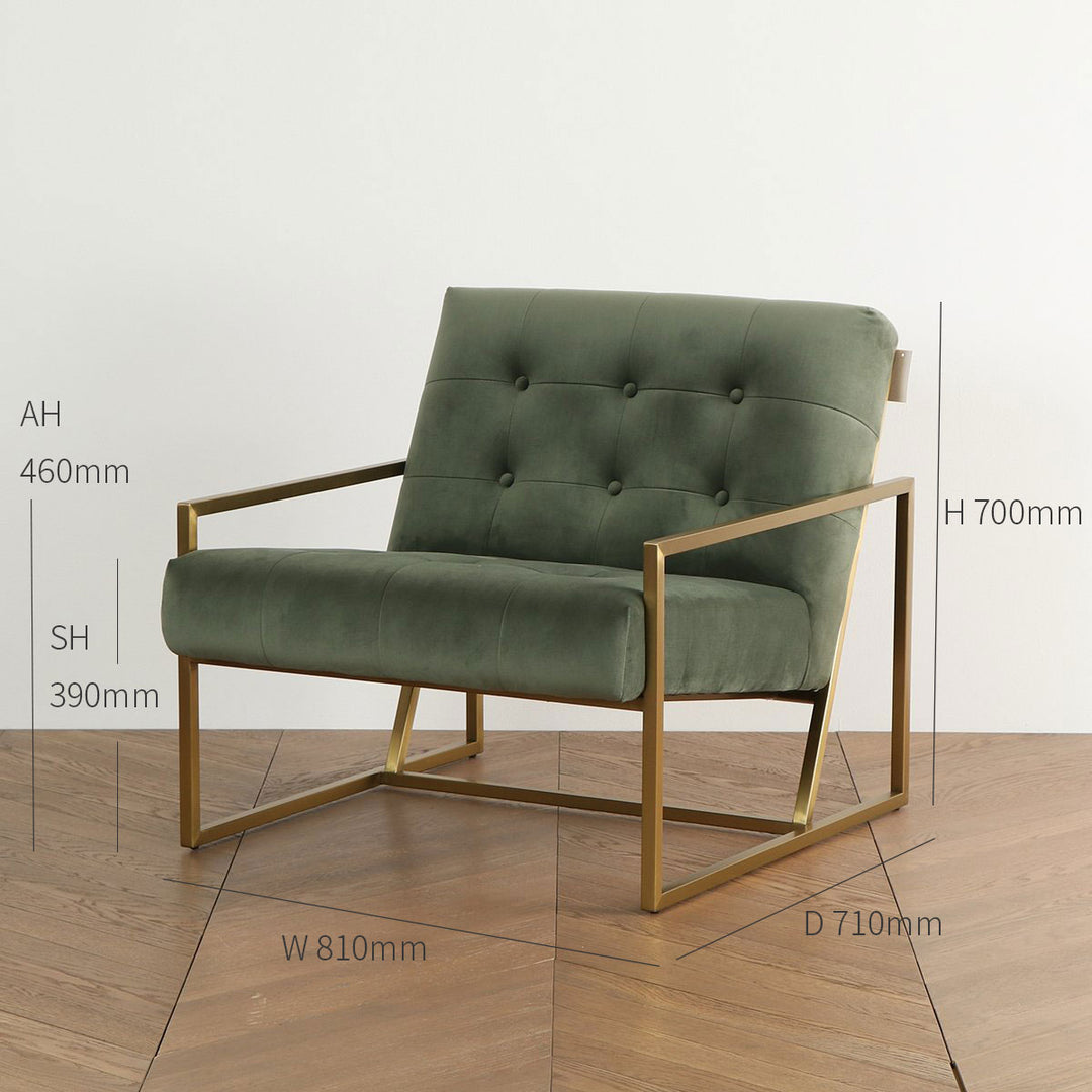Gold Frame Velvet Lounge Chair – KANADEMONO