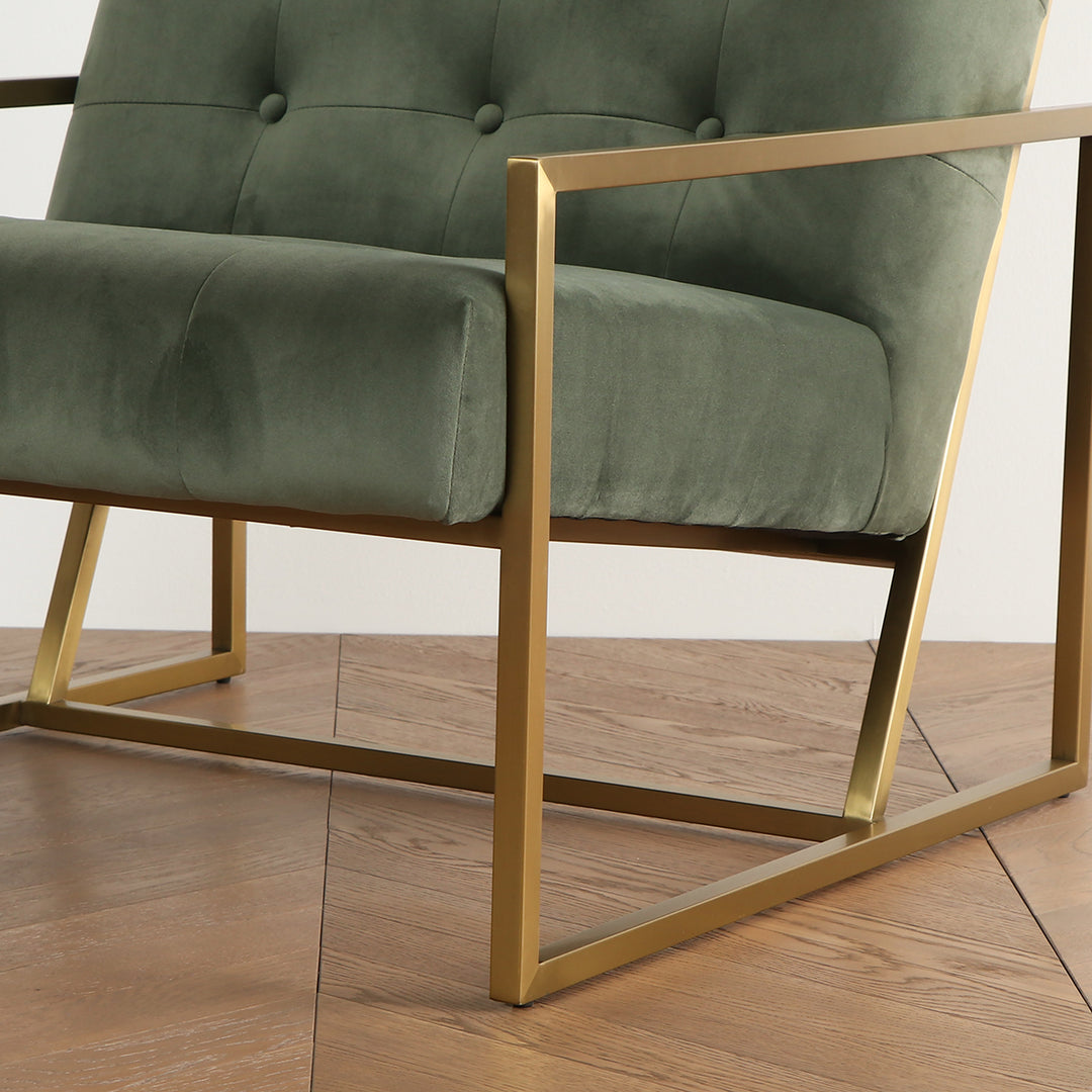 Gold Frame Velvet Lounge Chair – KANADEMONO