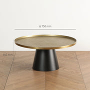 天板のゴールドがアンティーク感を醸し出すコーヒーテーブル（サイズ・寸法詳細）