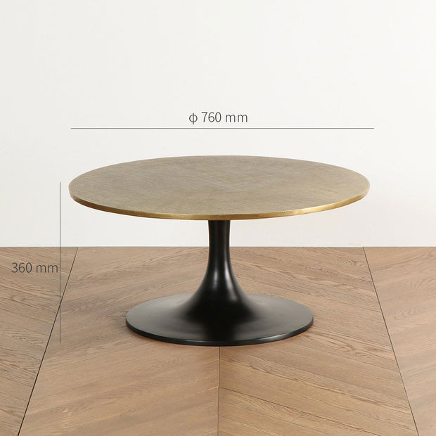 アンティーク感のあるゴールドと落ち着いたブラックの組み合わせが美しいコーヒーテーブル（サイズ・寸法詳細）