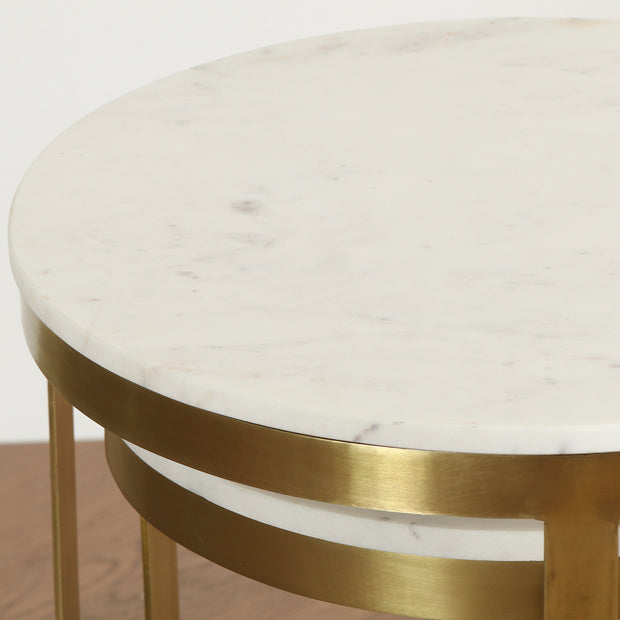 ゴールド脚とホワイトの天板の融合が美しいサイドテーブル（天板）