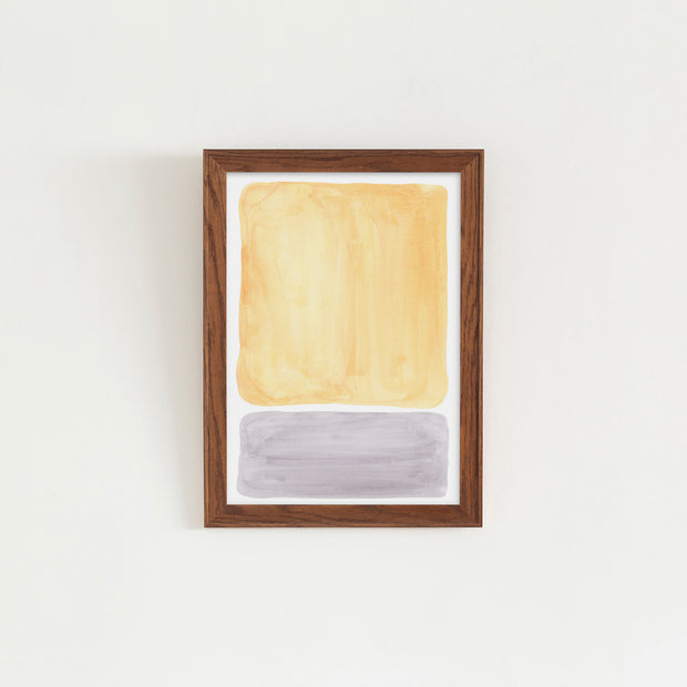 KANADEMONOのイエローとグレーの水彩がお部屋の雰囲気を明るくするアートA2＋ブラウンフレーム