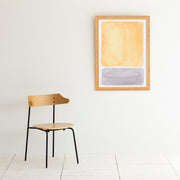 KANADEMONOのイエローとグレーの水彩がお部屋の雰囲気を明るくするアートA1＋ナチュラルフレーム（壁掛け使用例）
