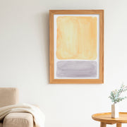 KANADEMONOのイエローとグレーの水彩がお部屋の雰囲気を明るくするアートA1＋ナチュラルフレーム（壁掛け使用例3）