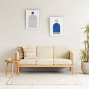 KANADEMONOのグレーとビビットなブルーのトーンがお部屋を明るくするシンプルモダンなジオメトリックアートA2＋ホワイトフレーム（組み合わせ使用例）