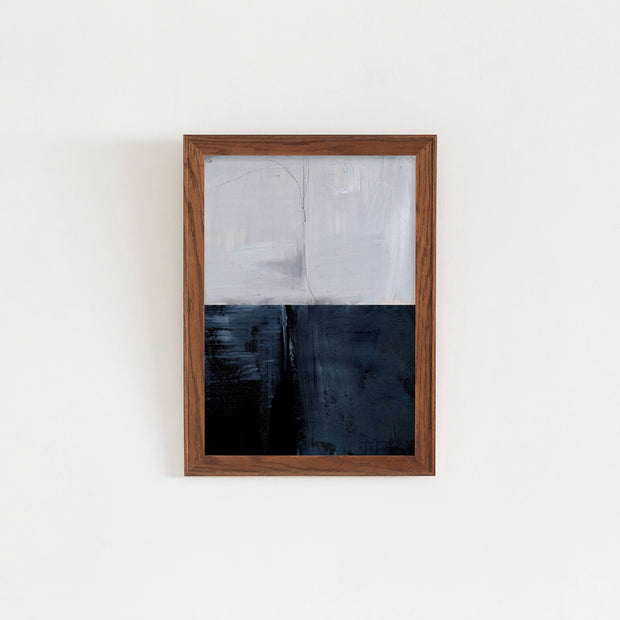 KANADEMONOの白と黒のシンプルなコントラストが独特の世界観をもつシックモダンなアートA2＋ブラウン木製フレーム