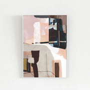 KANADEMONOの淡い配色にアクセントカラーを織り交ぜたモダンな抽象画アートA1＋ホワイトフレーム