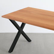 KANADEMONOのブラックチェリー天板とマットブラックのXライン鉄脚を組み合わせたシンプルモダンなテーブル（天板と脚）