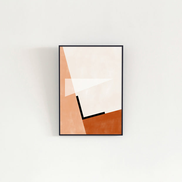 Kanademonoの白×赤×オレンジで描いたモダンブロックアートA２＋ブラックフレーム