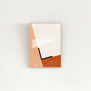 Kanademonoの白×赤×オレンジで描いたモダンブロックアートA２＋ゴールドフレーム