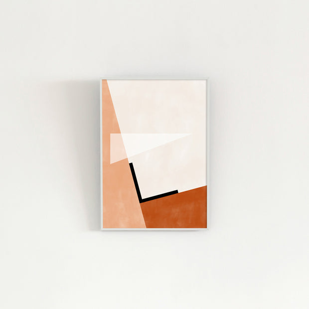 Kanademonoの白×赤×オレンジで描いたモダンブロックアートA２＋ホワイトフレーム