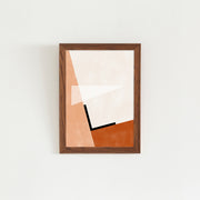 Kanademonoの白×赤×オレンジで描いたモダンブロックアートA２＋ブラウンウッドフレーム