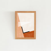 Kanademonoの白×赤×オレンジで描いたモダンブロックアートA２＋ナチュラルウッドフレーム
