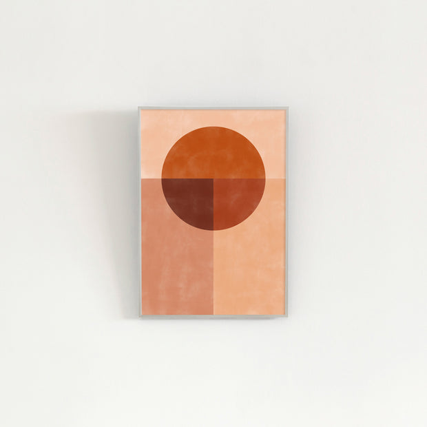 Kanademonoの赤×オレンジの暖色でまとめたモダン抽象画アートA２＋シルバーフレーム