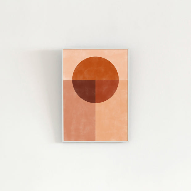Kanademonoの赤×オレンジの暖色でまとめたモダン抽象画アートA２＋ホワイトフレーム