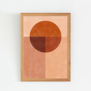 Kanademonoの赤×オレンジの暖色でまとめたモダン抽象画アートA1＋ナチュラルウッドフレーム