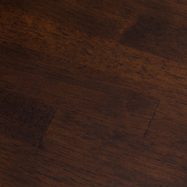 かなでものラバーウッドブラックブラウンの天板とマットブラックの3pinアイアン脚を組み合わせたすっきりとしたデザインのカフェテーブル（木目）