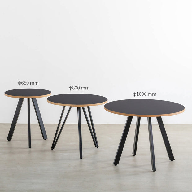 THE CAFE TABLE / リノリウム Black Steel 4pin × ラウンド φ60 - 100