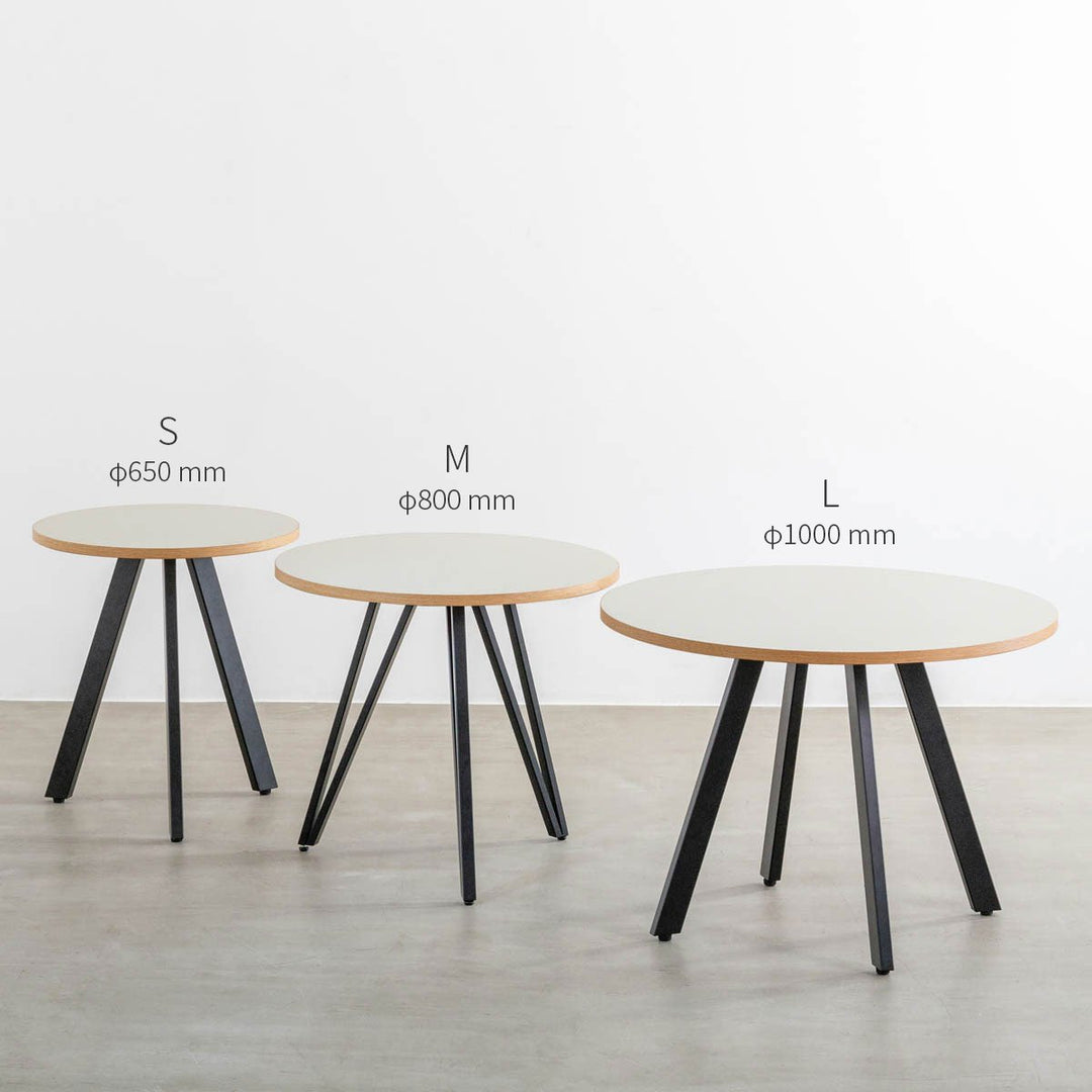 完璧主義 THE KANADEMONO  – 100 - φ81 ラウンド × 4pin トライアングル Steel Black リノリウム / TABLE CAFE テーブル・机