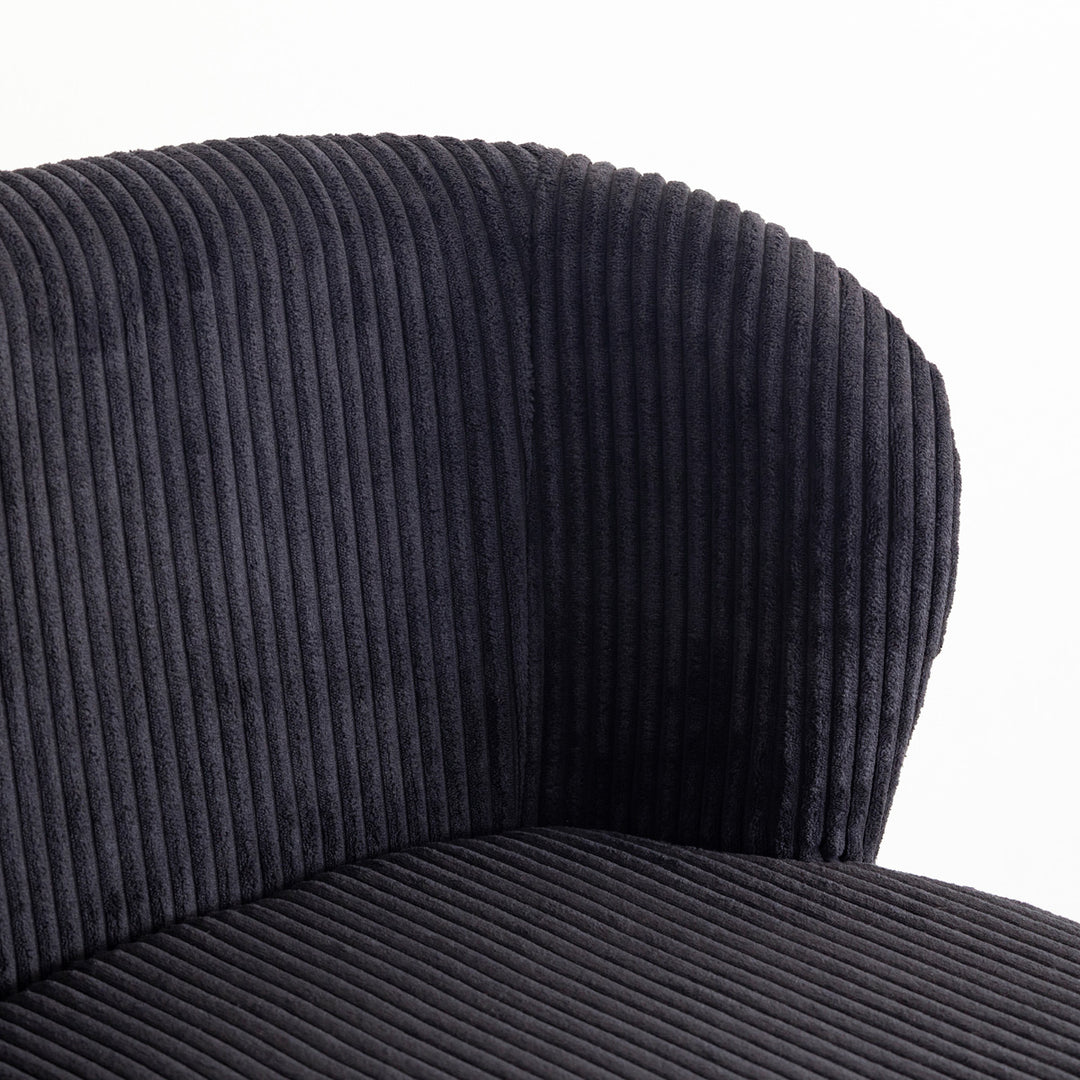 OUTLET】Modern - Fabric 丸みのある ベロア調 デスクチェア Black OUTLET】Modern - Fabric 丸みのある ベロア調 デスクチェア Black