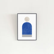 KANADEMONOのブルーとグレーのシャープなトーンがスタイリッシュな印象のジオメトリックアートA2＋ブラックフレーム