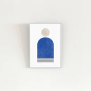 KANADEMONOのブルーとグレーのシャープなトーンがスタイリッシュな印象のジオメトリックアートA2＋ホワイトフレーム