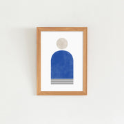 KANADEMONOのブルーとグレーのシャープなトーンがスタイリッシュな印象のジオメトリックアートA2＋ナチュラルフレーム