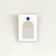 KANADEMONOのグレーとビビットなブルーのトーンがお部屋を明るくするシンプルモダンなジオメトリックアートA2＋ゴールドフレーム