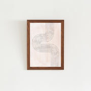 KANADEMONOの描かれる線のカーブがアーティスティックなジオメトリックアートA2+木製フレームブラウン