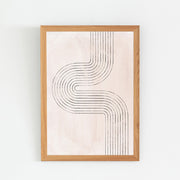 KANADEMONOの描かれる線のカーブがアーティスティックなジオメトリックアートA1+木製フレームナチュラル