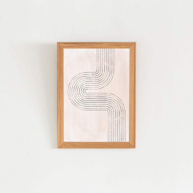 KANADEMONOの描かれる線のカーブがアーティスティックなジオメトリックアートA2+木製フレームナチュラル