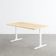 KANADEMONOの岐阜桧天板とマットホワイトのIライン鉄脚を組み合わせたシンプルモダンなテーブル