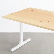 KANADEMONOの岐阜桧天板とマットホワイトのIライン鉄脚を組み合わせたシンプルモダンなテーブル（天板と脚）