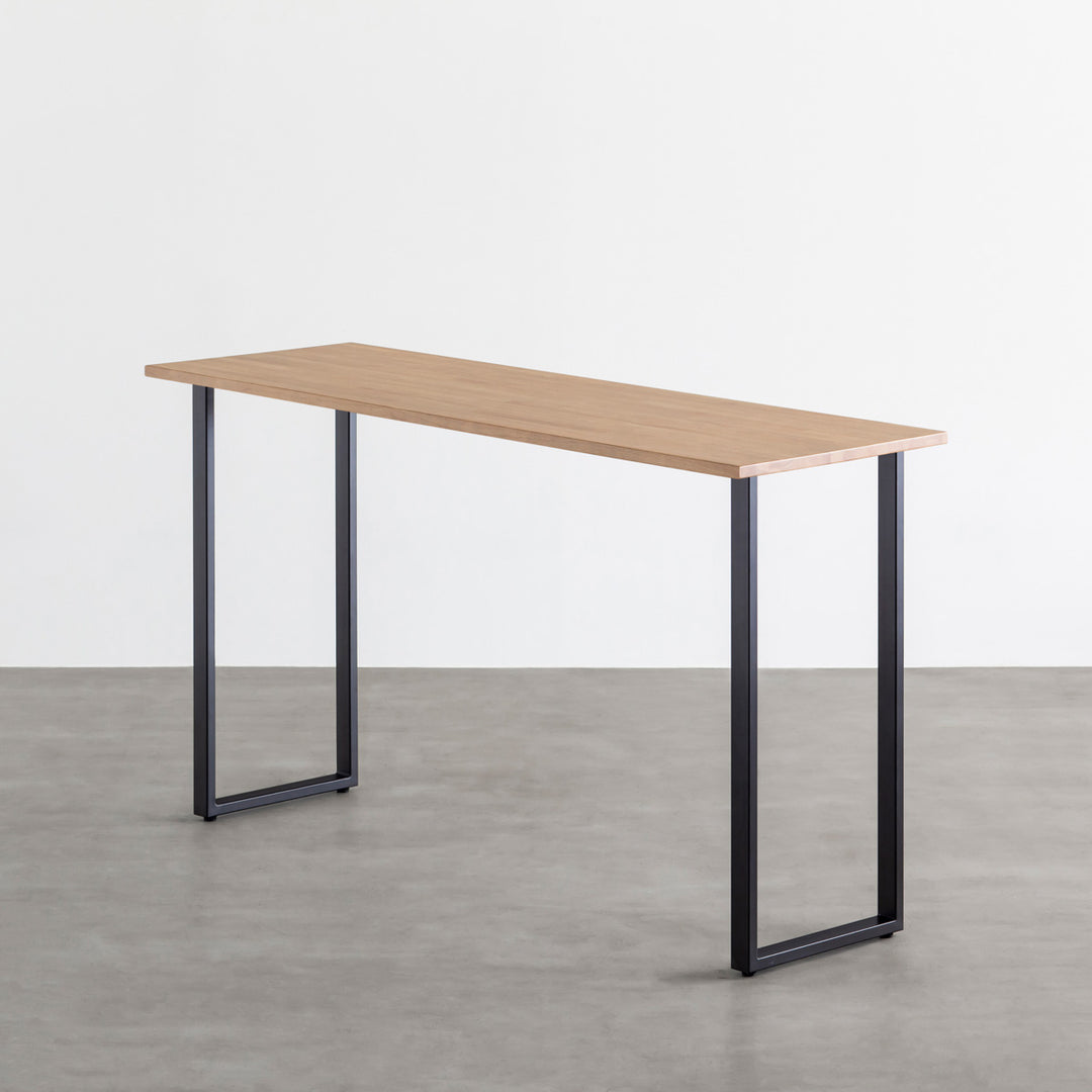 【送料込み】Kanademono デスク ラバーウッド THE TABLE / ラバーウッド ブラウン × Black Steel × W181