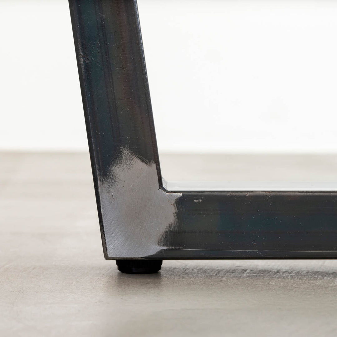【スノーさまご依頼分】テーブル（ウォルナット塗装）２台目 THE TABLE / リノリウム レッド・オレンジ系 × Colored Steel 全