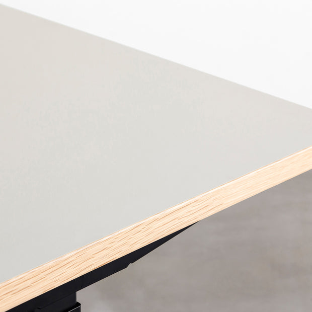 ファニチャーリノリウム素材のMushroom天板と、ブラックの電動昇降脚を組み合わせた、デザイン性も機能性もスマートなテーブル（天板）