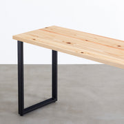 KANADEMONOの長良杉天板とマットブラックのレクタングル鉄脚を組み合わせたシンプルモダンなテーブル（天板と脚）