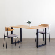 かなでもののナチュラルテイストなラバーウッドとマットブラックのスクエア鉄脚を使用したシンプルモダンなデザインのテーブルと椅子3