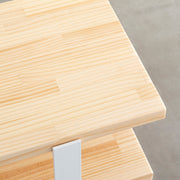Kanademonoのパイン天板にホワイトのアイアン脚を組み合わせたTVボード/ローテーブル（天板角）