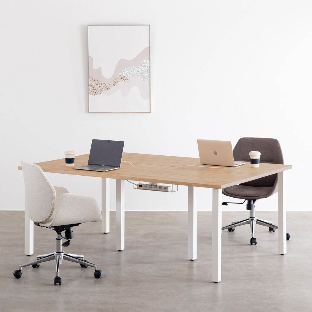 THE TABLE / ラバーウッド アッシュグレー × White Steel × W150