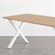 かなでもののアッシュのラバーウッドとホワイトのX型鉄脚を組み合わせたシンプルモダンなテーブル（天板と脚）