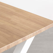 かなでもののアッシュのラバーウッドとホワイトのX型鉄脚を組み合わせたシンプルモダンなテーブル（天板）