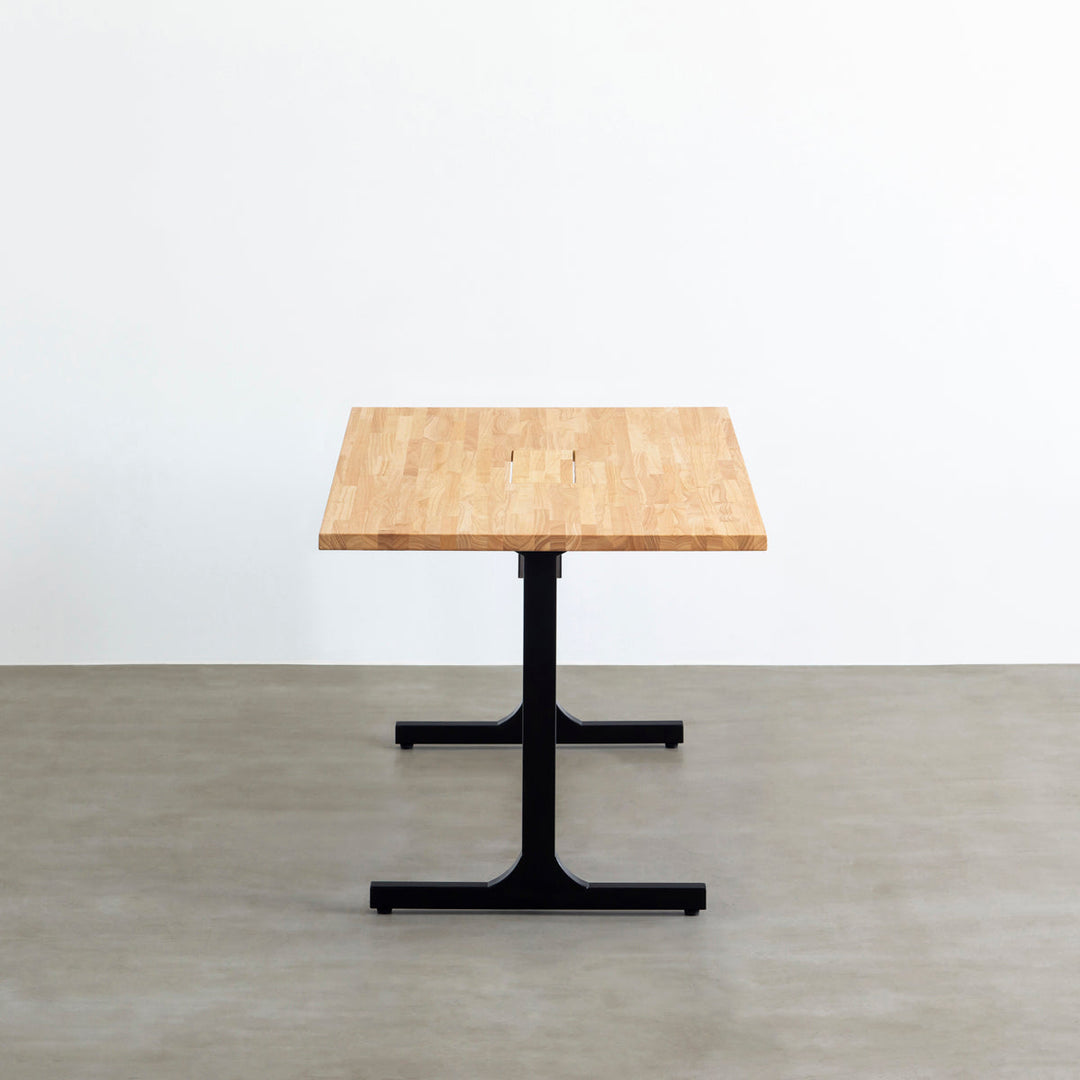 KANADEMONO_TABLE /ラバーウッドA(120x80 )_トレー付 THE TABLE / ラバーウッド ナチュラル × Black Steel 配線トレー