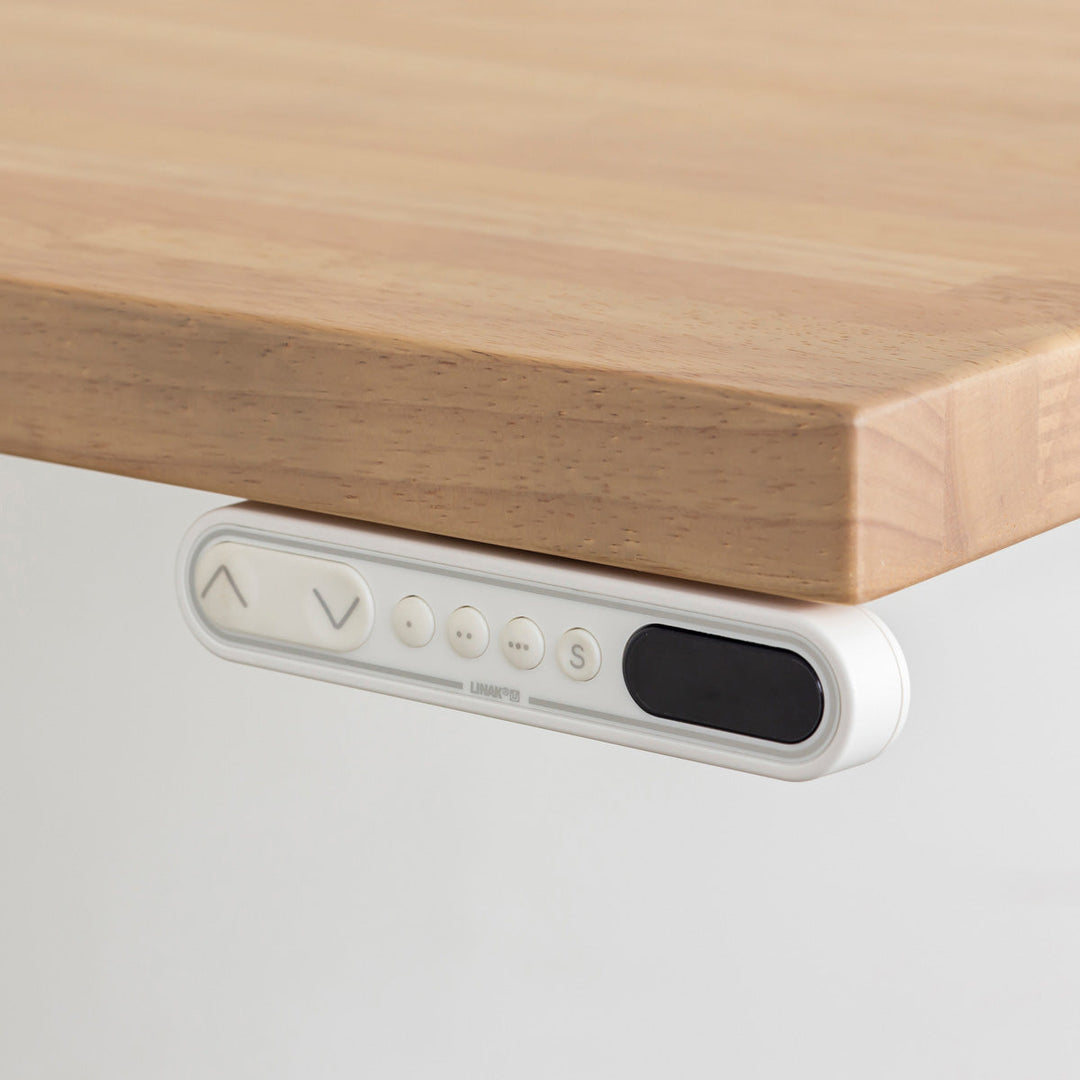 ラバーウッド アッシュグレー x スマート電動昇降脚 配線トレー付き THE TABLE ⁄ ラバーウッド ナチュラル × スマート電動昇降脚 \u2013 KANADEMONO